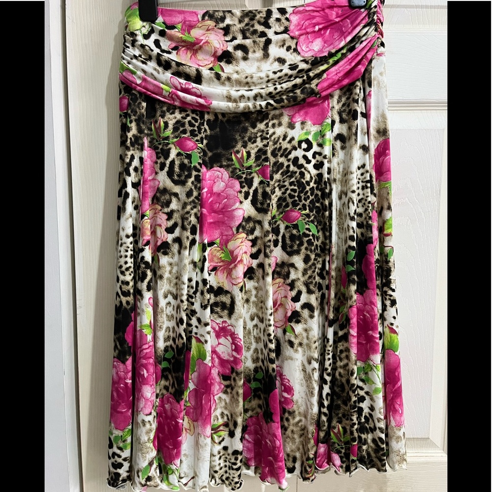 Joseph Ribkoff Floral Leopard Midi Skirt